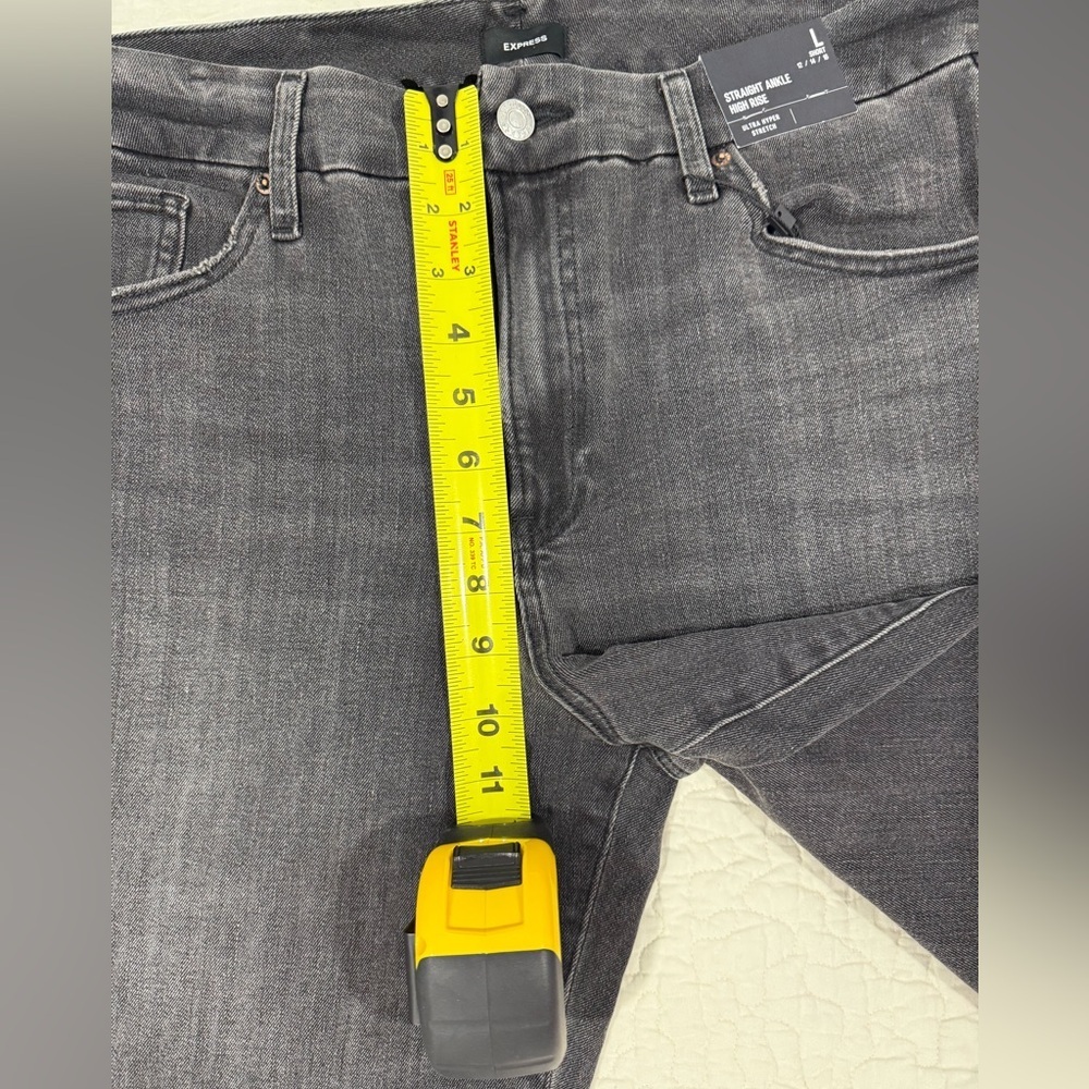 EXPRESS / Black Straight Leg Women's Jeans / Ankle High Rise / Size L 12/14/16 - Picture 5 of 12